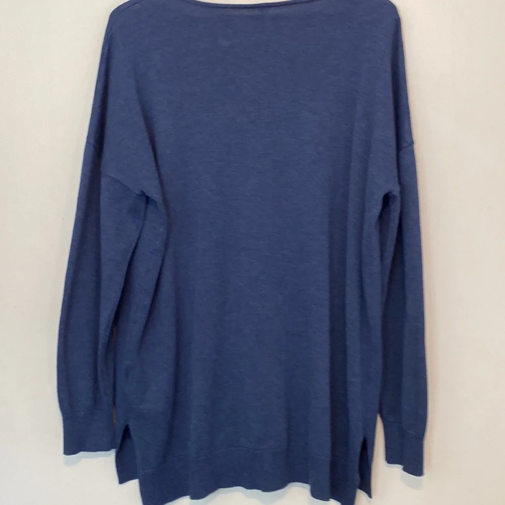 Grecerelle Blue Heather Knit Long Sleeved V-Neck Sweater 2XL - Picture 5 of 10